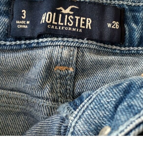 Hollister High Rise Denim Jean Skirt 26 Micro Mini Distressed Y2K Elena Gilbert - Picture 8 of 16
